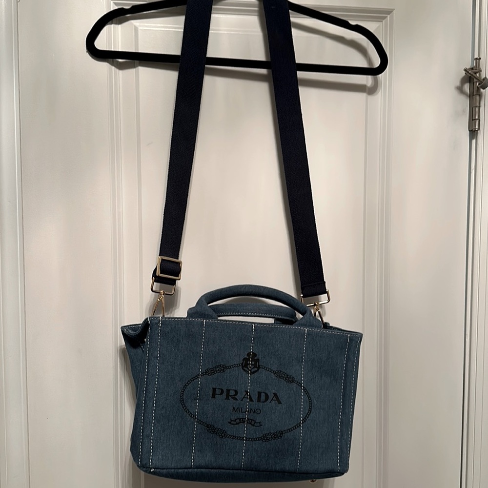 Blue cross body small tote